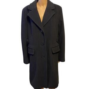 Collection By Gallery Pea Coat Jacket Women Sz14 WoolNylon Black OldMoney Pocket